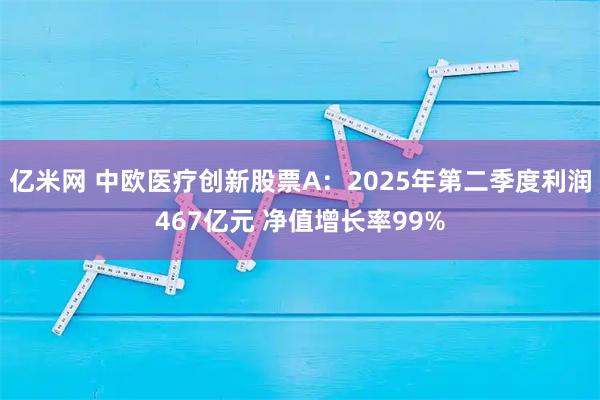 亿米网 中欧医疗创新股票A：2025年第二季度利润467亿元 净值增长率99%